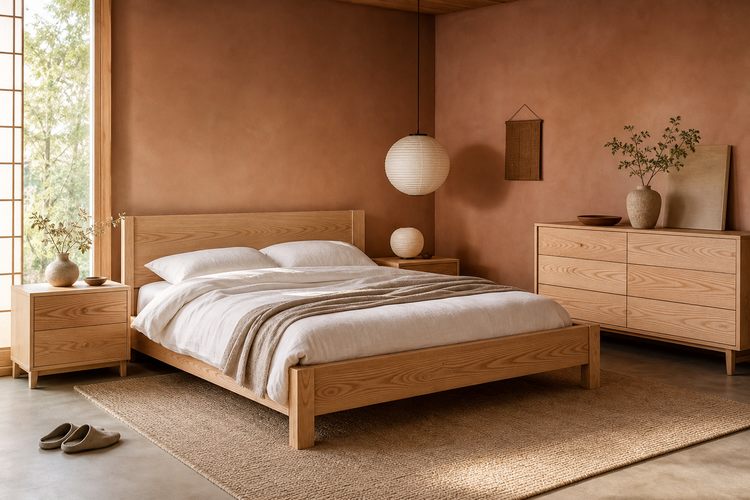 Solid Wood Bedroom — Beds · Nightstands · Dressers